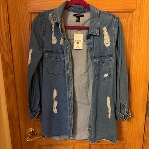 Brand new Forever 21 Distressed Denim Jacket